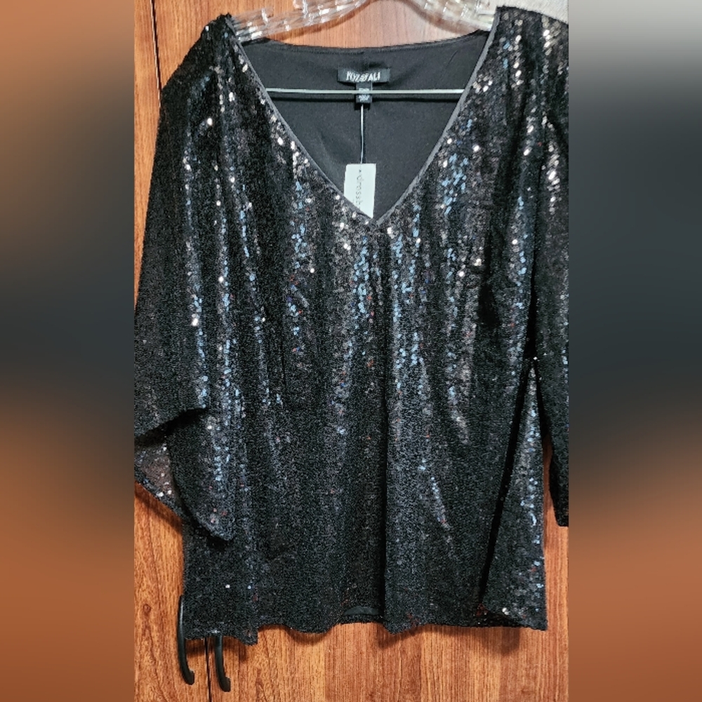 NWT black sequin top